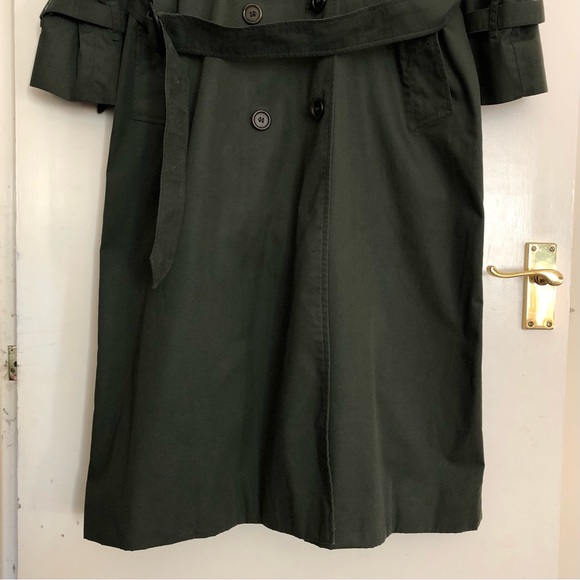 BURBERRYS Vintage 80s Trench Coat Mac Women's UK 10 Long Green Nova Check Belt - Picture 4 of 16